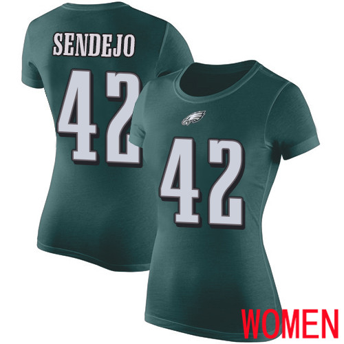 Women Philadelphia Eagles #42 Andrew Sendejo Green Rush Pride Name and Number NFL T Shirt->women nfl jersey->Women Jersey